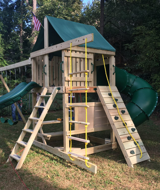 Ultimate Swing Set with Large Fort, Rock Climbing Wall, Trapeze - The ...