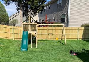 The Adventurer Swing Set from The SwingSet Co. is great for family time and outdoor play. It is a great backyard playset with many accessories including an extra large fort, belt swings, trapeze bar, 10' wave slide and under fort hammock.  