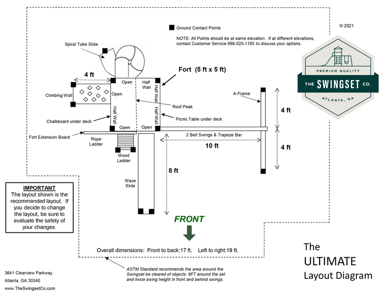 Ultimate Swing Set with Large Fort, Rock Climbing Wall, Trapeze - The ...